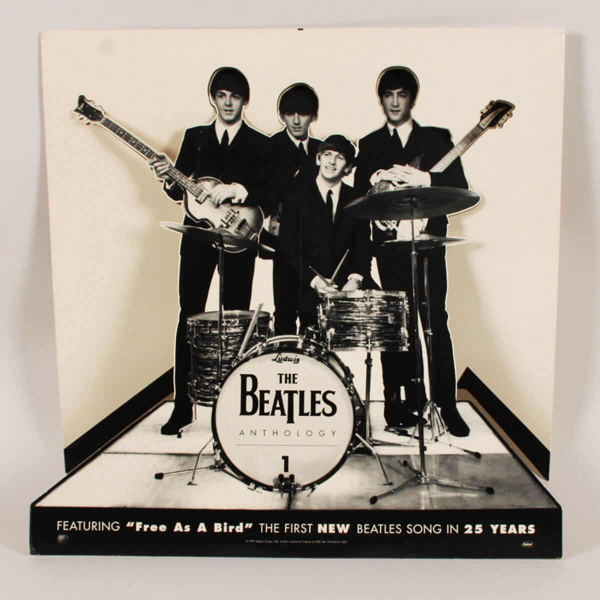 The Beatles - Poster Board Display Stand 24x24 Original Promo 1995 Apple Corp. Free as a Bird