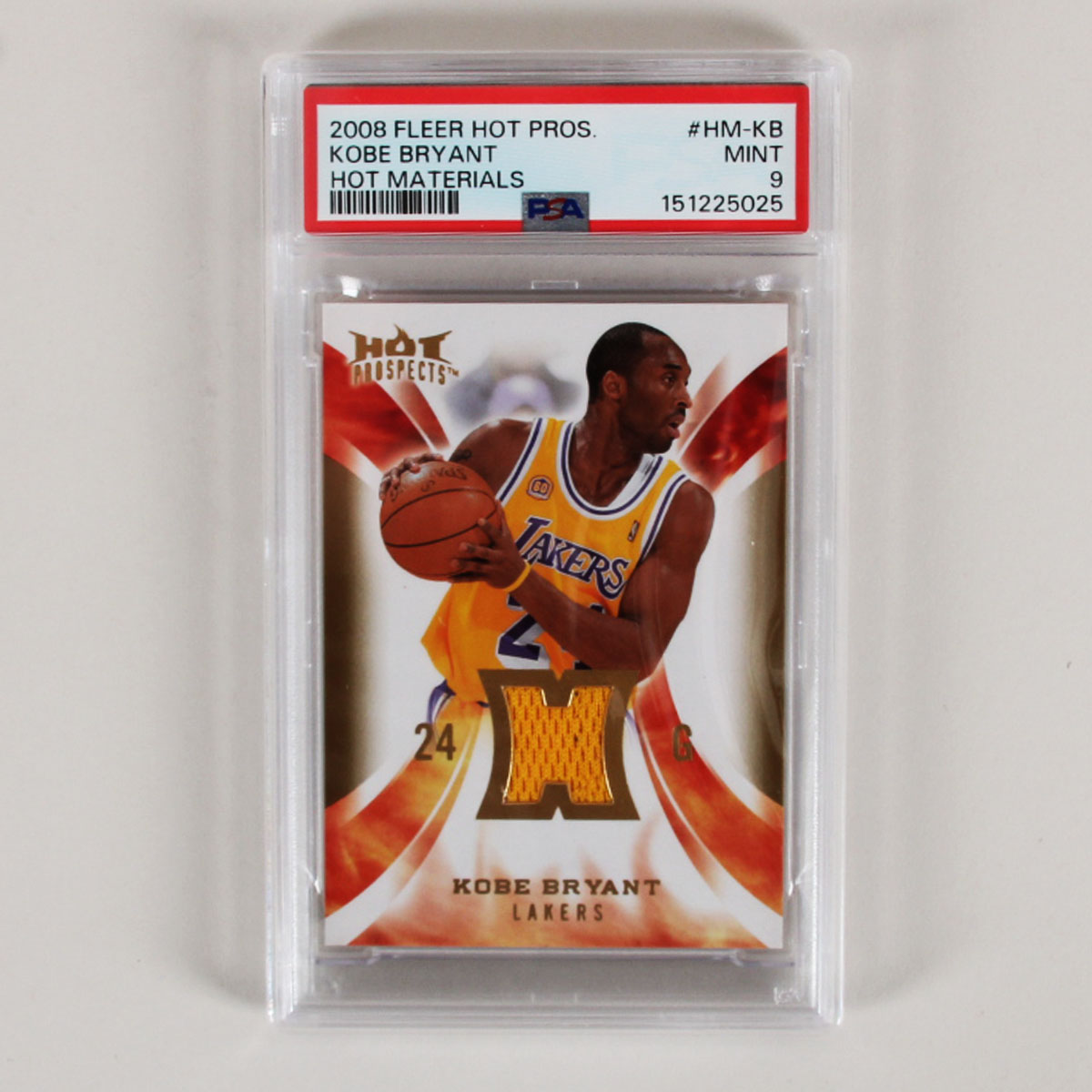 2008 Fleer Hot Prospects Kobe Bryant Hot Materials Game Jersey Graded Card #HM-KB PSA 9