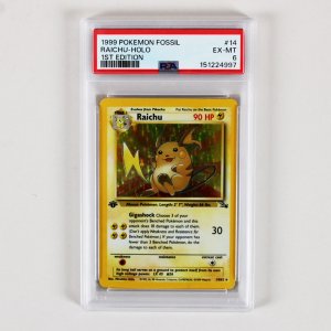 1999 Pokemon Fossil Raichu Holo Graded Card 1st Edition #14 PSA 6