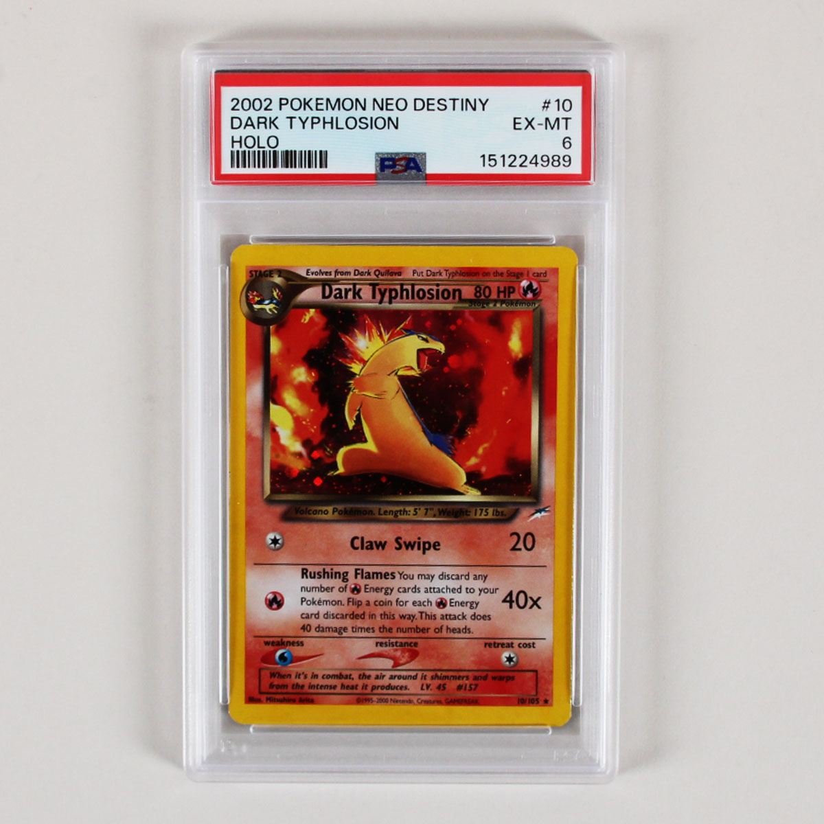 2002 Pokemon Neo Destiny Dark Typhlosion Holo Graded Card #10 PSA 6