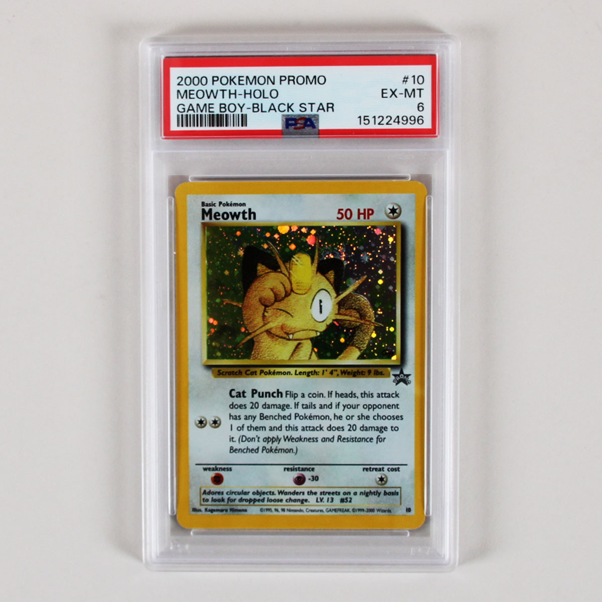 2002 Pokemon Promo Meowth Holo Graded Card Game Boy Black Star #10 PSA 6