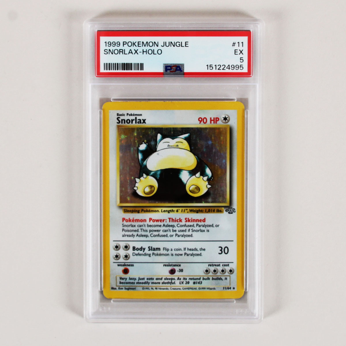 1999 Pokemon Jungle Snorlax Holo Graded Card #11 PSA 5