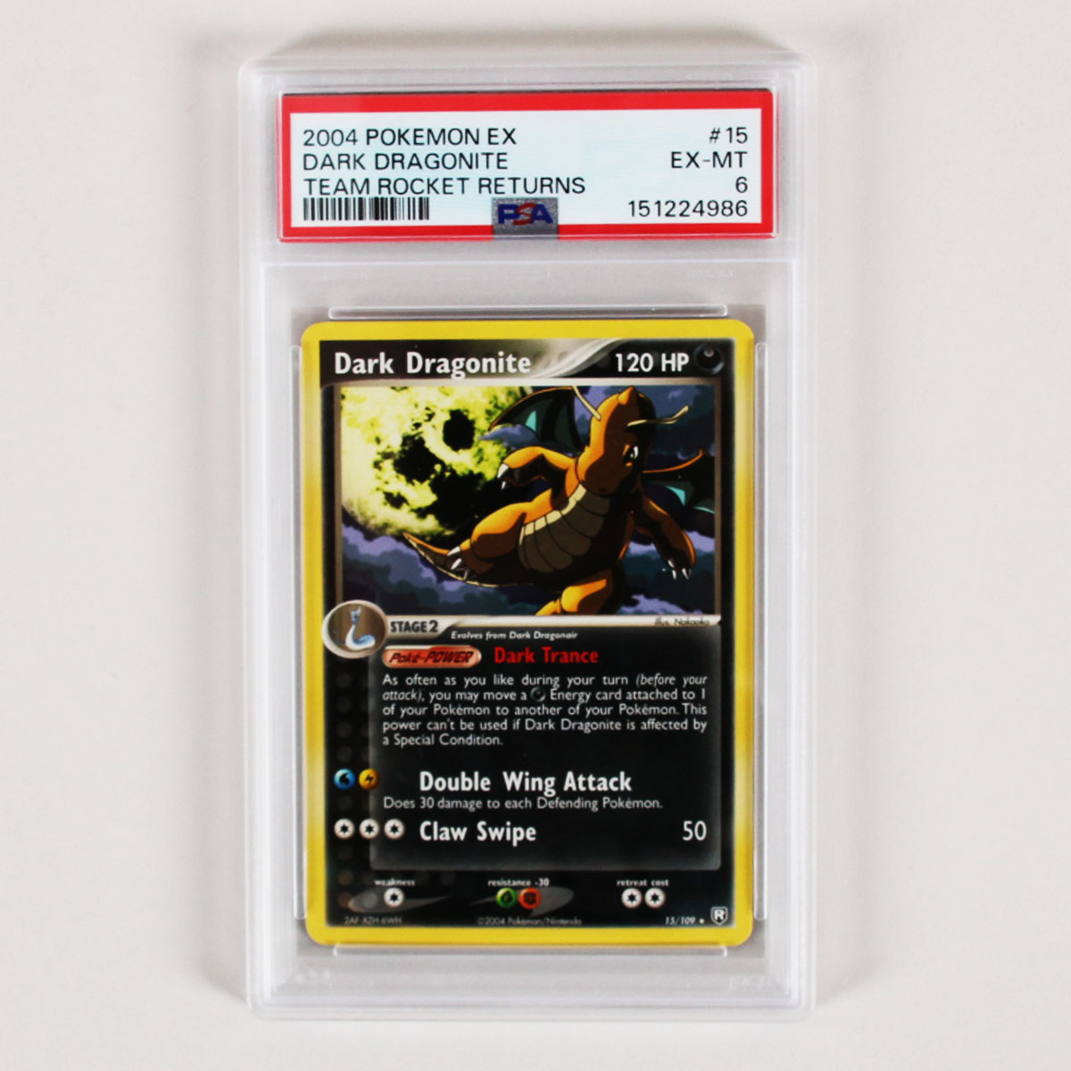 2004 Pokemon EX Dark Dragonite Graded Card Team Rocket Returns #15 PSA 5