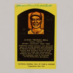 Cool Papa Bell Signed Postcard Yellow Hall of Fame Plaque - COA JSA