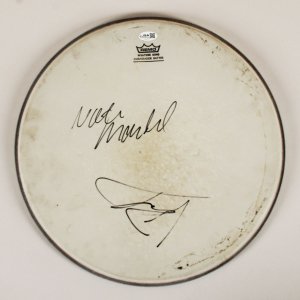 Dave Grohl Signed Drumhead w/ Nate Mendel - COA JSA
