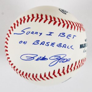Pete Rose Signed Office MLB Baseball inscribed "Sorry I Bet On Baseball" COA JSA