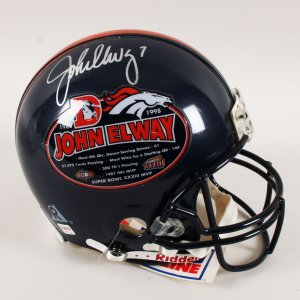 John Elway Signed Helmet Broncos Full Size Custom Retirement 92/1999 - COA Mounted Memories