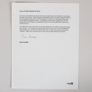 Jane Goodall Signed typed Letter - COA JSA