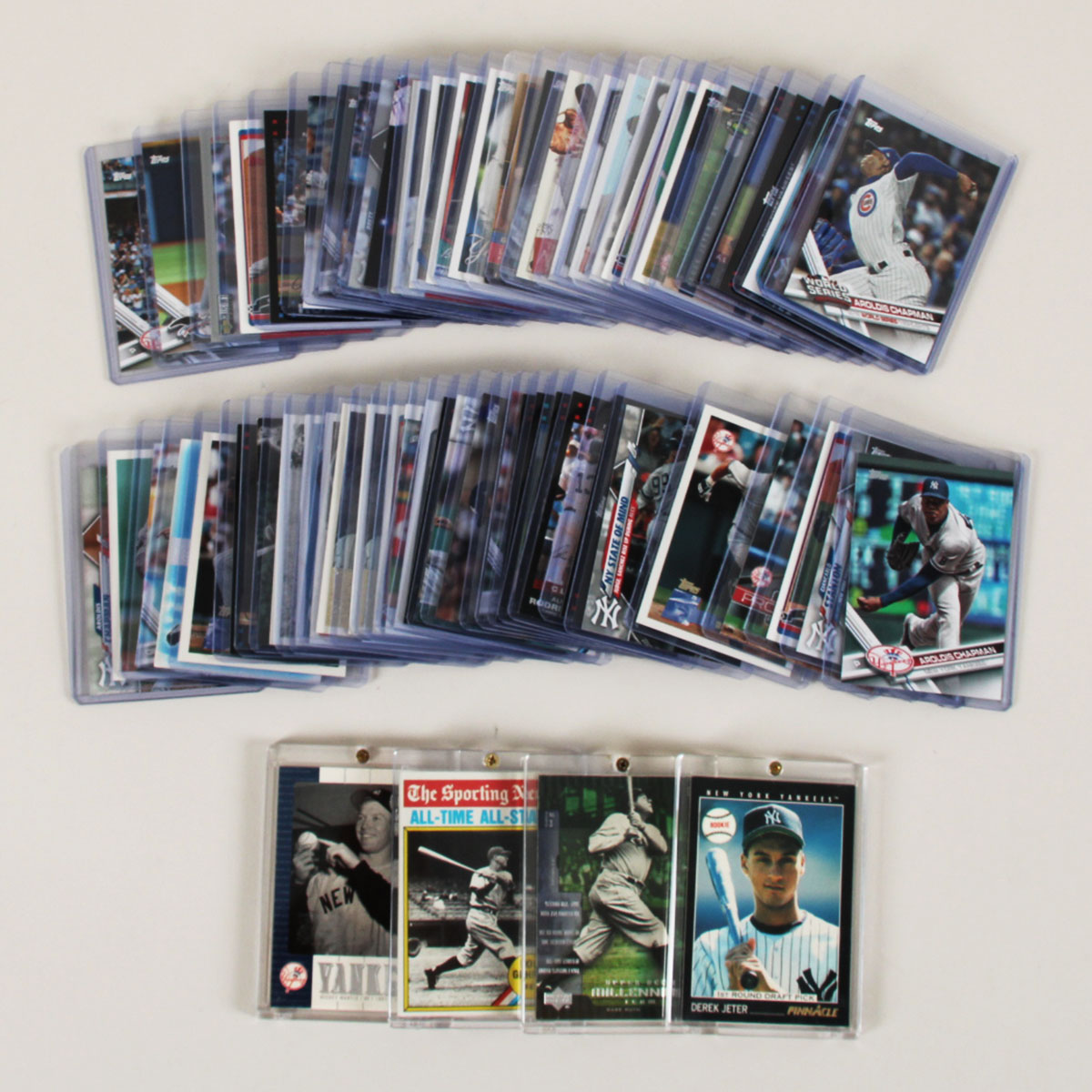 New York Yankees Card Lot Modern 63 Incl. Derek Jeter Rookie RC, Mickey Mantle, Lou Gehrig etc.