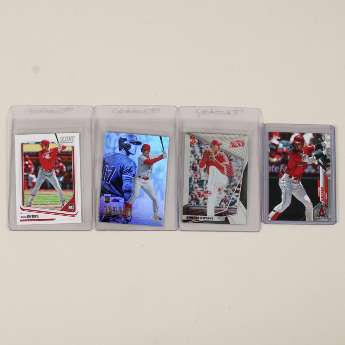 Shohei Ohtani Rookie Card Lot (3) 2018 Panini Illusions #12, Score #11 & National VIP #46 with 2020 Topps #125