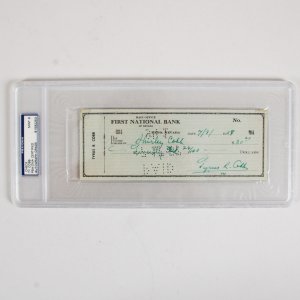 Ty Cobb Signed Check Tigers - COA PSA/DNA