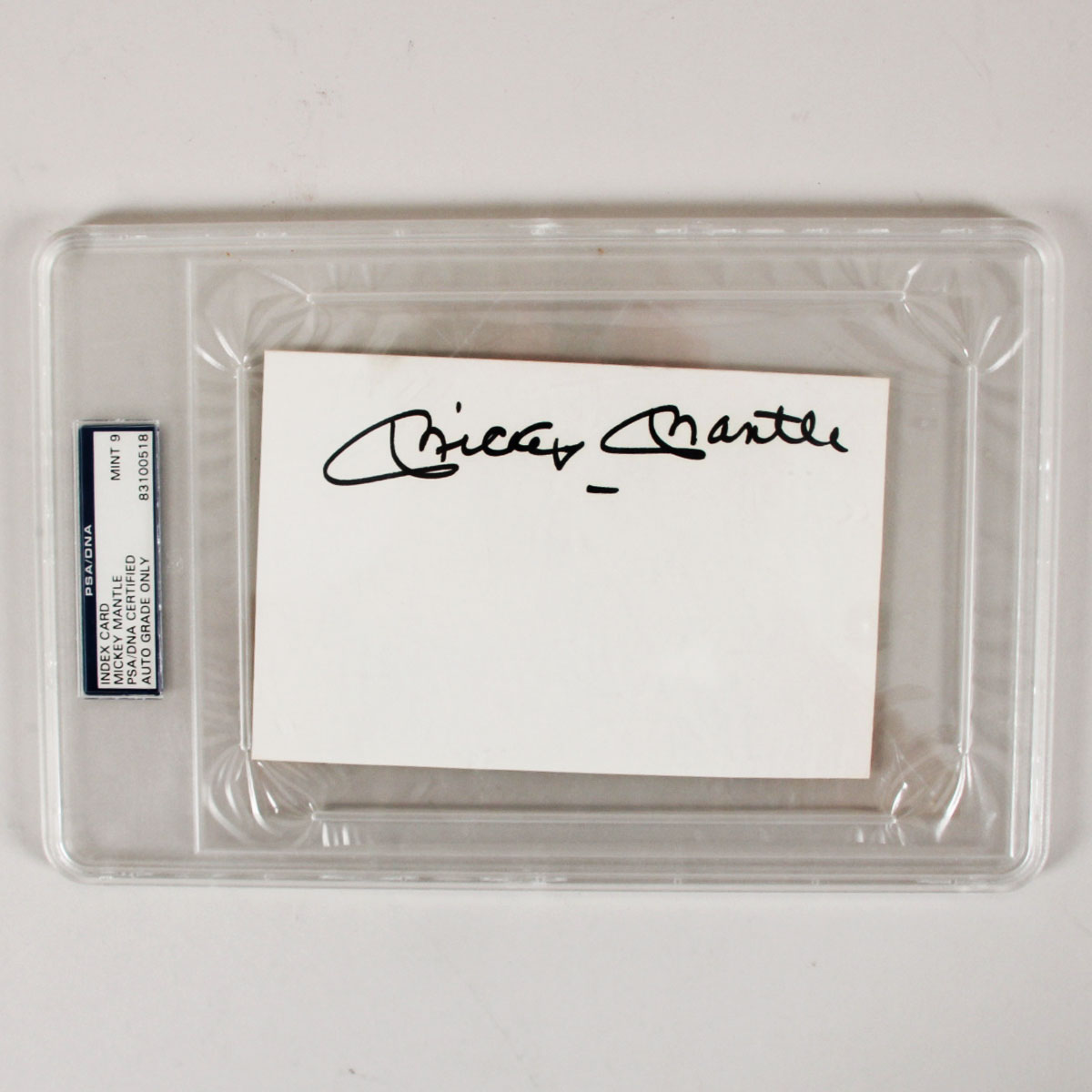 Mickey Mantle Signed Index Card 4x6 Encapsulated - COA PSA/DNA
