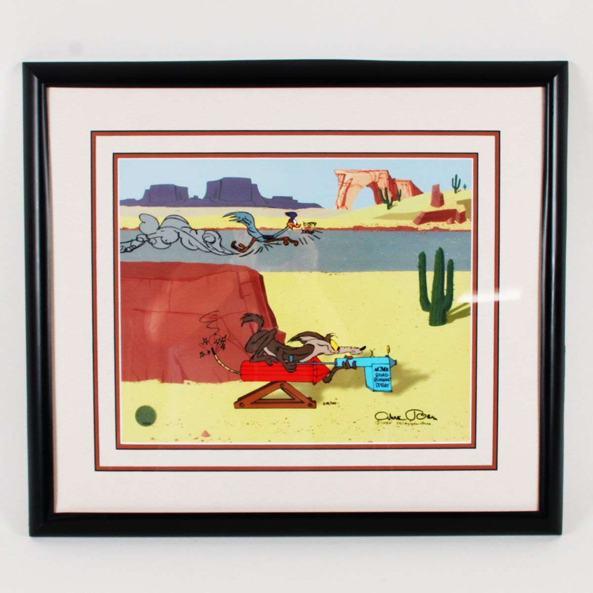 Chuck Jones Signed Cel Display Acme Road Runner Spray  Wile E. Coyote - COA