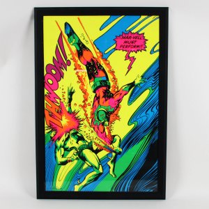 1971 Marvel Poster Display Captain Marvel with Submariner Thwoom Blacklight