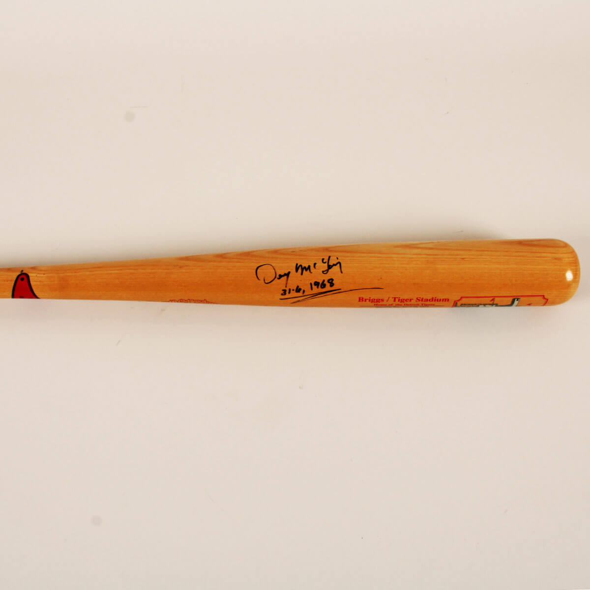 Denny McLain Signed Bat Tigers - COA JSA