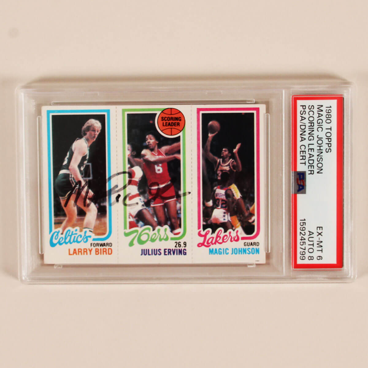 1980 Topps Magic Johnson Graded Signed Rookie Card AUTO 8 PSA 6