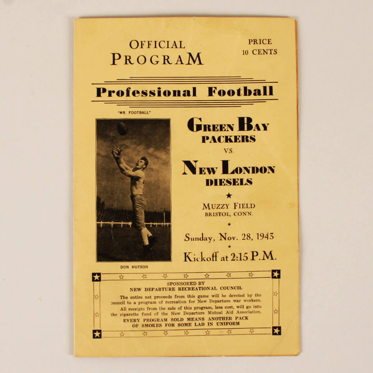 1943 Green Bay Packers vs New London Diesels Official Program