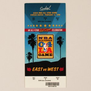 2004 NBA All Star game 2/15/2004 ticket Kobe Bryant Allen Iverson Shaq MVP