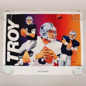 Troy Aikman Signed Lithograph 22 x 28 Dallas Cowboys - COA JSA