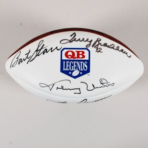 NFL HOF Quarterbacks Signed Football (7) Johnny Unitas, Bart Starr, etc. - COA JSA