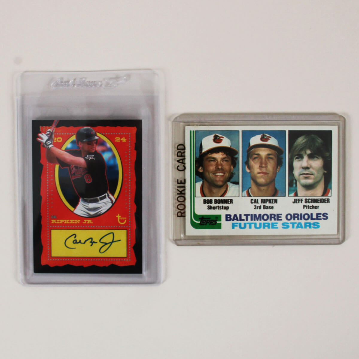 Cal Ripken, Jr. Card Lot 1982 Topps Rookie RC #21 & 2024 Topps Brooklyn Collection Signed Auto #AC-CR 13/75
