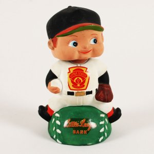 Vintage 1960s Little League Baseball Bobble Head Bank LEGO Japan 7" Nr/MINT