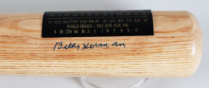 Billy Herman Signed Baseball Bat Cubs - COA JSA
