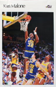Karl Malone Signed Poster Jazz - COA JSA