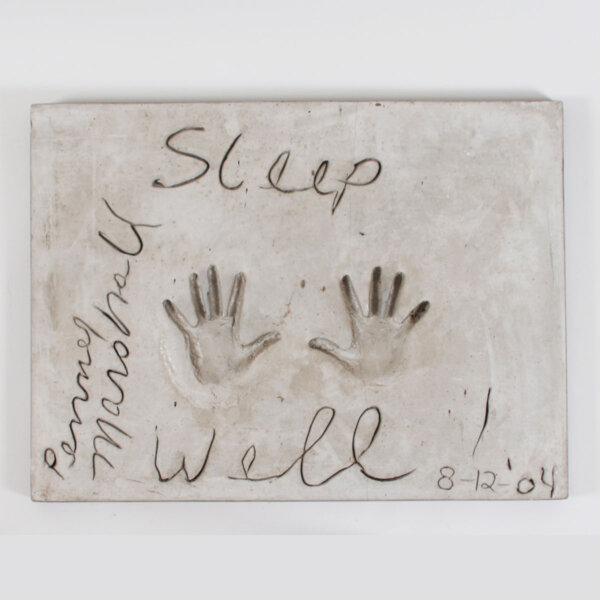 Penny Marshall Signed & Inscribed Original Cast of Concrete Handprint by Artist Franco Vecchio