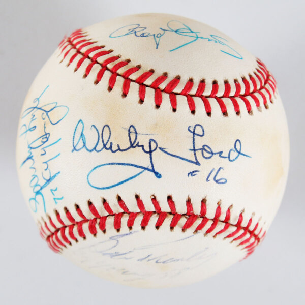 Whitey Ford Signed Baseball Yankees Cy Young (5) w/ Roger Clemens, Ron Guidry etc. - COA JSA