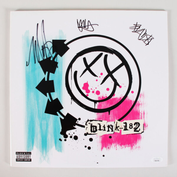 Blink 182 Signed Record Album (3) Travis Barker, Mark Hoppus etc. - COA JSA