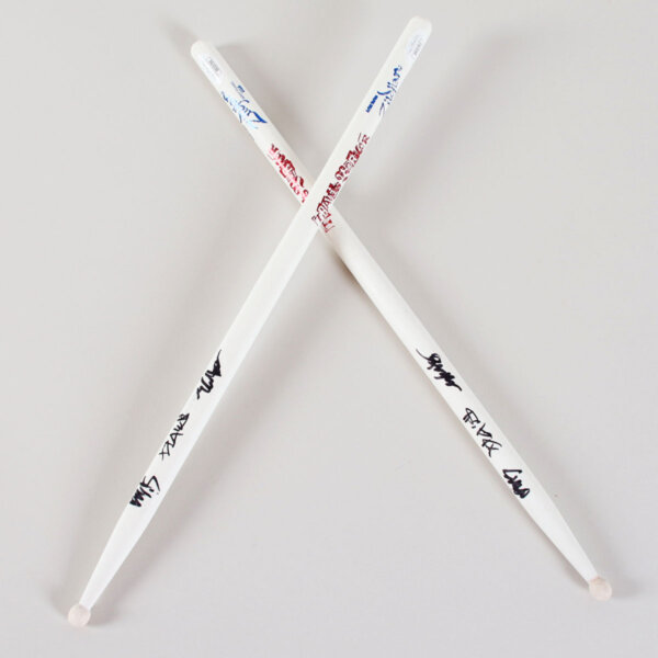 Blink 182 Signed Drumsticks (2) w/(3) Travis Barker, Mark Hoppus etc. - COA JSA