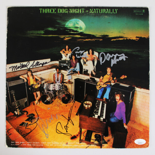 Three Dog Night Signed Record Album Cover  Naturally - COA JSA