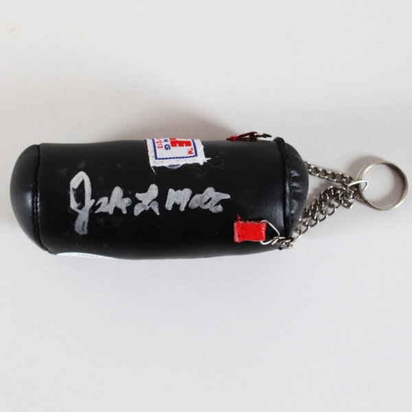 Jake LaMotta & Carmen Basilio Signed Mini Boxing Bag Key Chain – COA JSA
