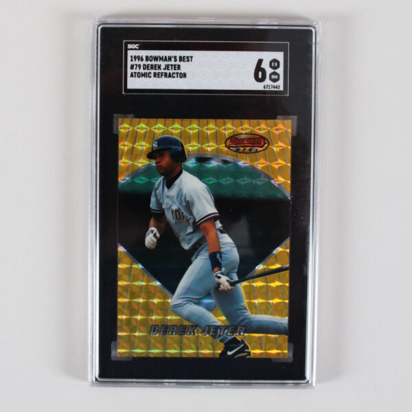 1996 Bowman's Best Derek Jeter Graded Card #79 Atomic Refractor Gold - SGC 6