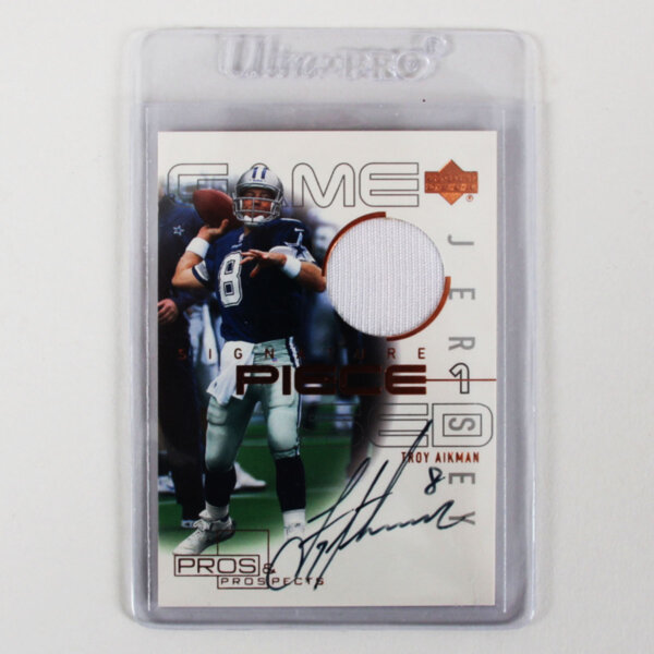2000 UD Troy Aikman Signed Game Jersey Card #SP-TA