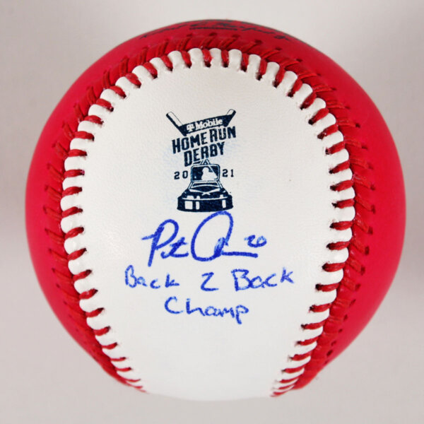Pete Alonso Signed Baseball Mets 2021 Home Run Derby “Back 2 Back Champ” – COA JSA