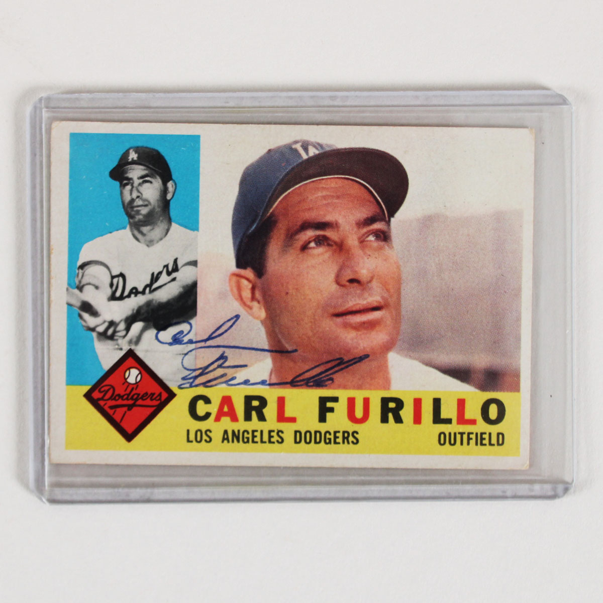 1960 Topps Carl Furillo Signed Card #408 – COA JSA