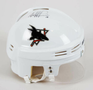 Mike Ricci Signed Mini-Helmet Sharks - COA JSA