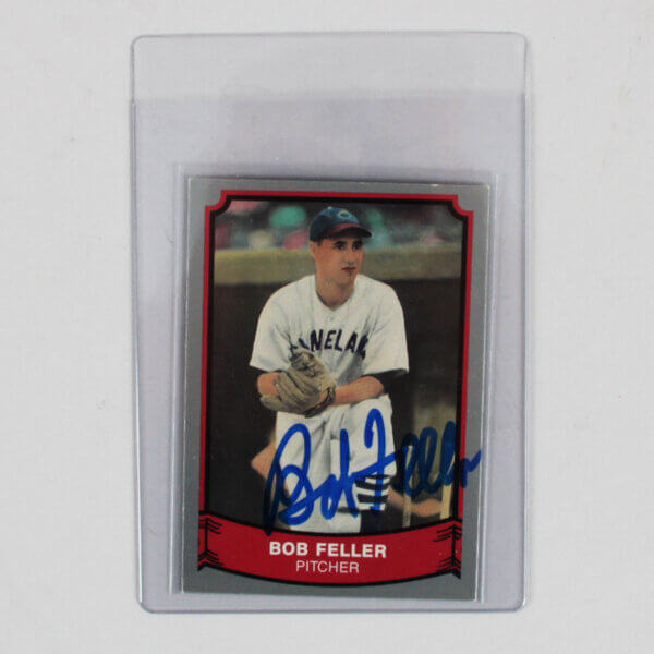 1989 Pacific Trading Bob Feller Signed Card #156 - COA JSA