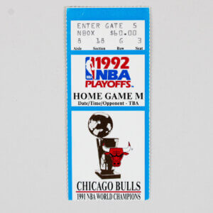 Chicago Bulls 1992 NBA Finals Game 6 Clincher Ticket Stub  Michael Jordan MVP