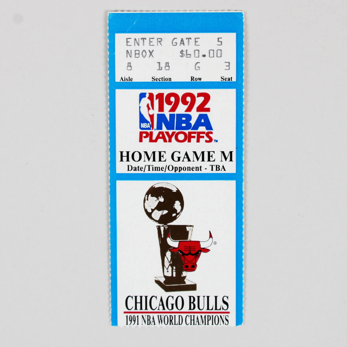 Chicago Bulls 1992 NBA Finals Game 6 Clincher Ticket Stub  Michael Jordan MVP