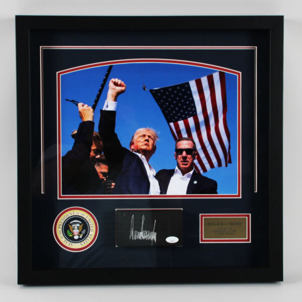 President Donald Trump Signed Photo Display - COA JSA