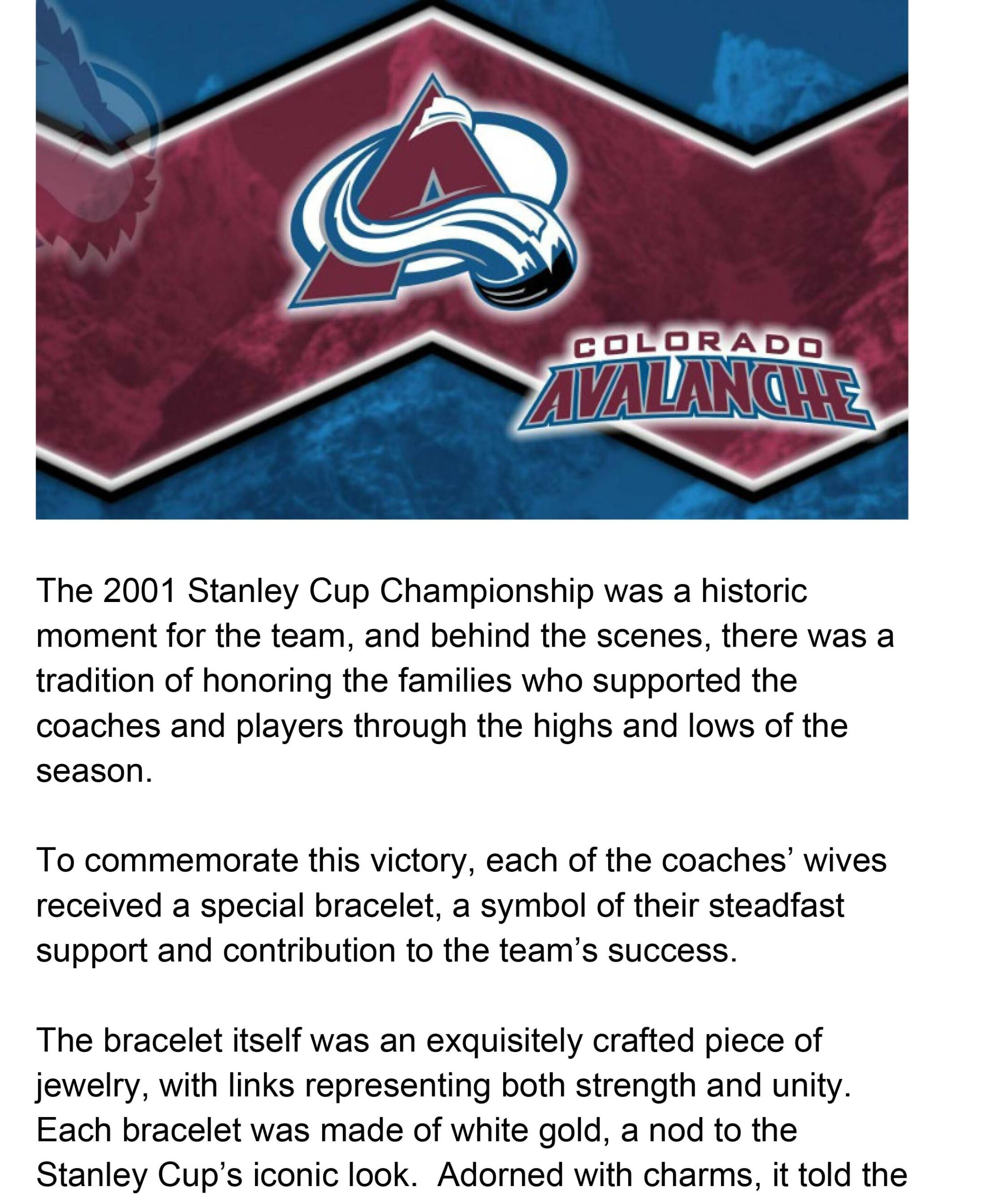 The 2001 Stanley Cup Championship was a historic moment for1-1 The 2001 Stanley Cup Championship was a historic moment for1-1