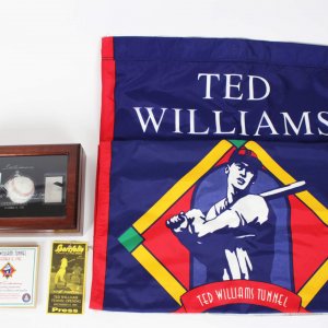 Boston Red Sox Opening Day of Ted Williams Tunnel Signed Banners, Box, & Plaque
