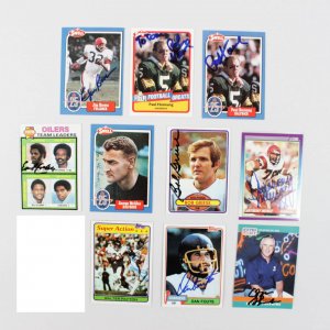 Lot of NFL Signed Football Cards - 10 Sigs. Includes Payton, Griese, Sanders , Brown & Others