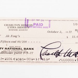 Actor - Charlton Heston Signed Check