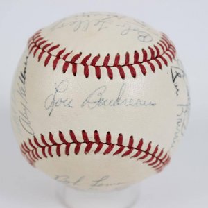1949 American League All-Star Team Signed OAL (Harridge) Baseball 18 Sigs. Ted Williams, Joe DiMaggio, Johnny Mize et al.
