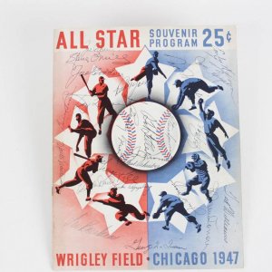 1947 All-Star Game at Wrigley Field Signed Program 40+ Sigs. Incl. Joe DiMaggio, Ted Williams, Joe Cronin etc.