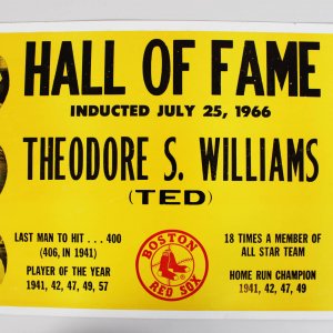 1966 Boston Red Sox H.O.F'er Ted Williams Promo Recognition 17x26 Sign
